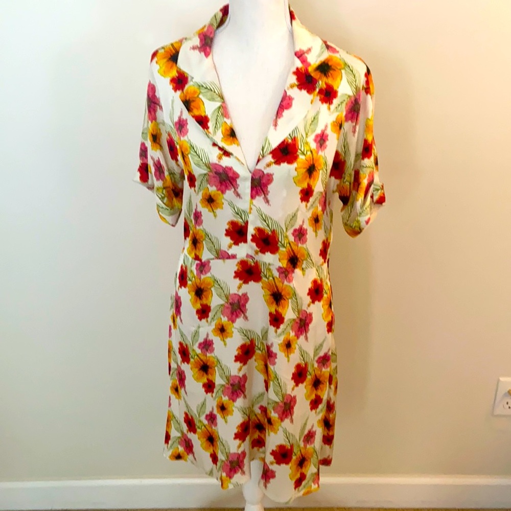 Tucker Floral Print Silk Dress